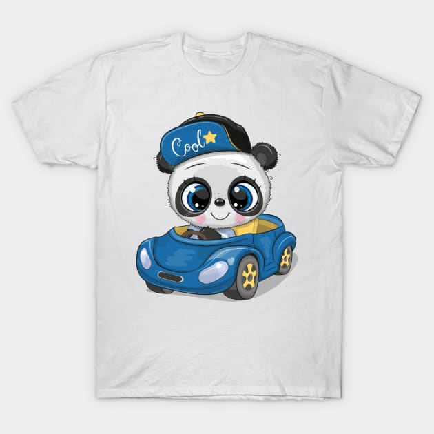 Cute Panda driving a car T-Shirt by Reginast777